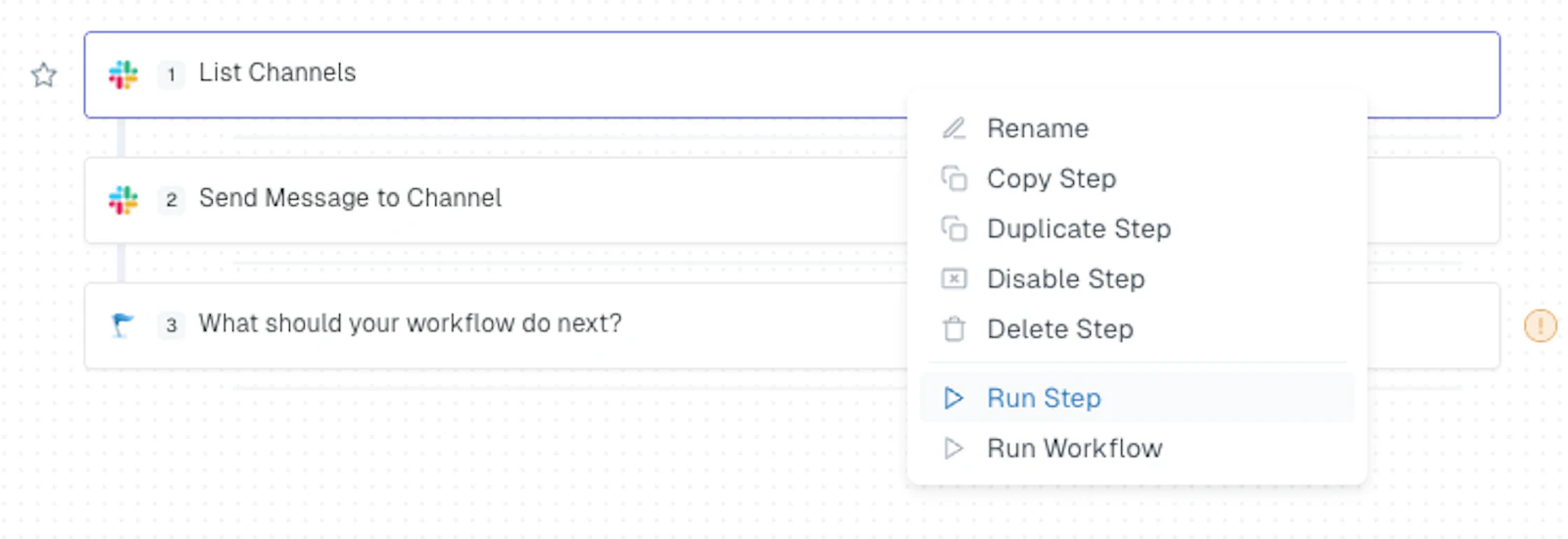Running an Individual Workflow Step illustration